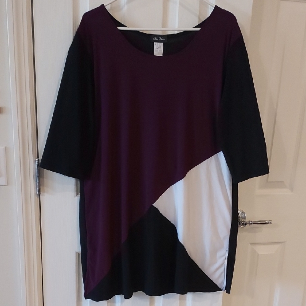 Star Vixen Women's Colorblock Tunic - Purple, Black, and White